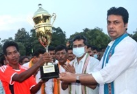 cm inaugurates synthetic football turf in south tripura